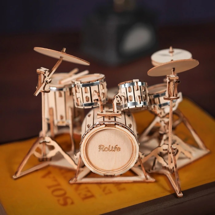 Robotime - DIY - Drum Kit (DIY 3D Puzzle 19 x 13.5 x 11 cm) Schlagzeug-/bilder/big/9190546_2.jpg