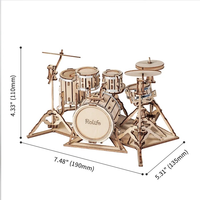 Robotime - DIY - Drum Kit (DIY 3D Puzzle 19 x 13.5 x 11 cm) Schlagzeug-/bilder/big/9190546_5.jpg