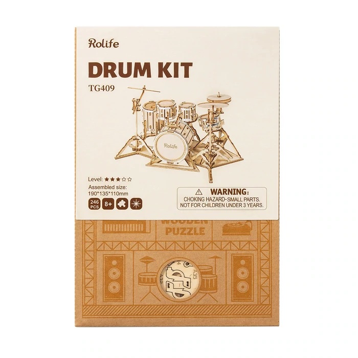Robotime - DIY - Drum Kit (DIY 3D Puzzle 19 x 13.5 x 11 cm) Schlagzeug-/bilder/big/9190546_6.jpg