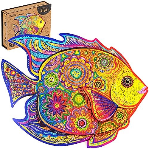 UNIDRAGON - Shining Fish (23 x 18 cm - Größe S) Holzpuzzle - 106 Teile 