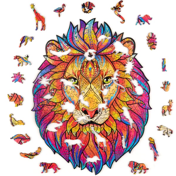 UNIDRAGON - Mysterious Lion (24 x 31 cm - Größe M) Holzpuzzle --/bilder/big/9191010_6.jpg