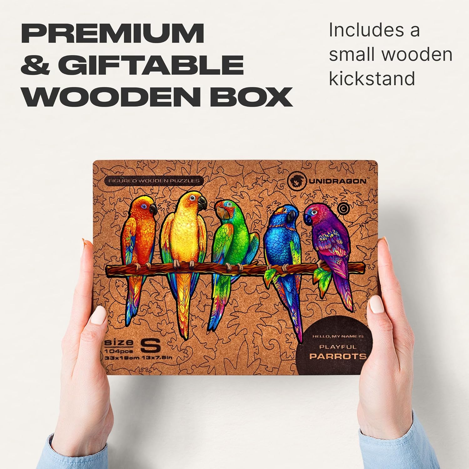 UNIDRAGON - Playful Parrots (33 x 19 cm - Größe S) Holzpuzzle --/bilder/big/9191035_s.jpg