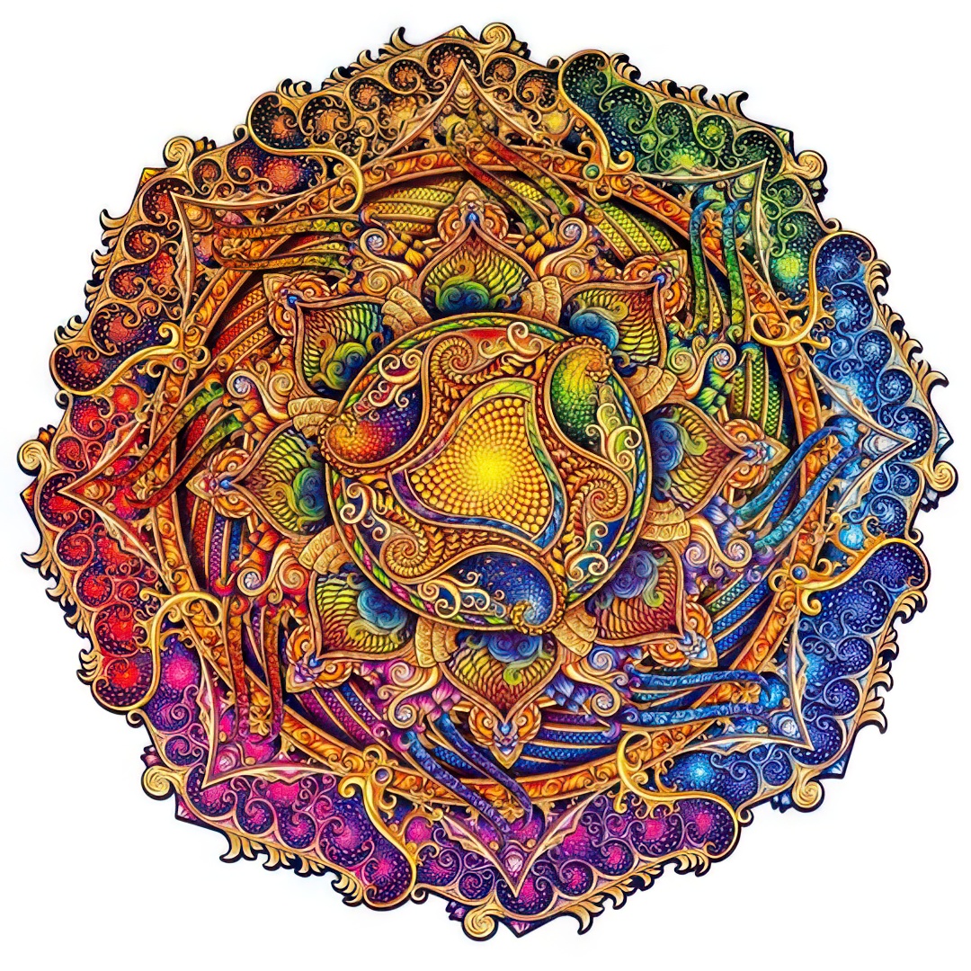 UNIDRAGON - Mandala des unerschöpflichen Reichtums (33 x 33 cm - Größe L) Holzpuzzle - 350 Teile