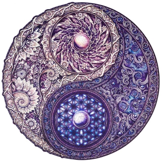 UNIDRAGON - Mandala der übergreifenden Gegensätze (33 x 33 cm - Größe L) Holzpuzzle - 350 Teile