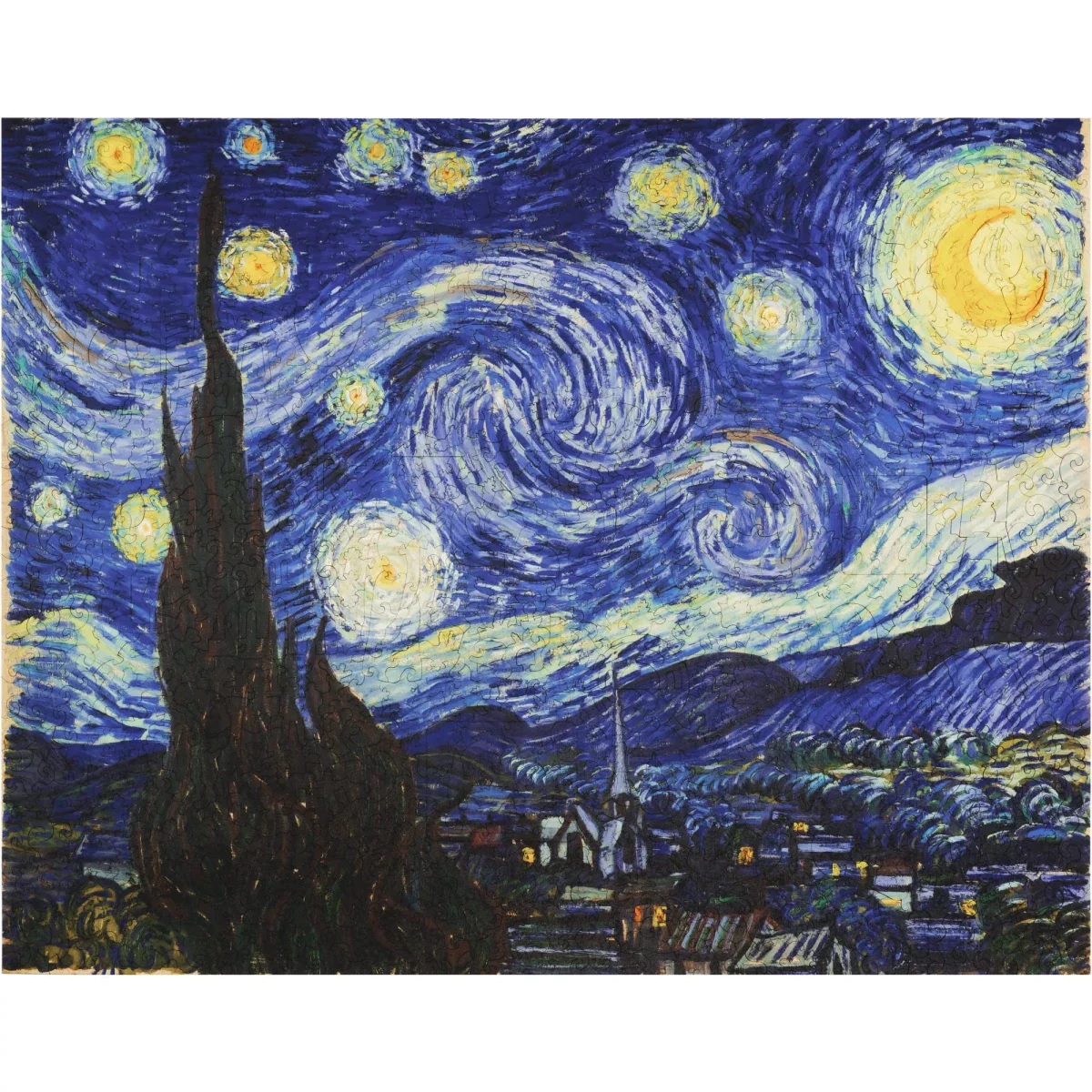 UNIDRAGON - The Starry Night - Vincent van Gogh (44 x 56 cm) Holzpuzzle - 1000 Teile