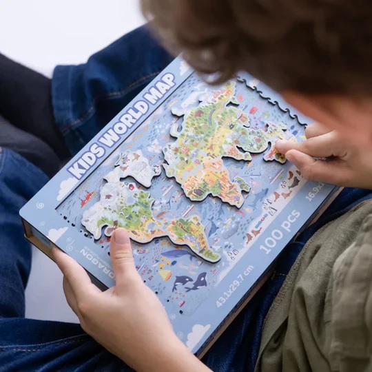 UNIDRAGON - Kids World Map (43 x 30 cm) Holzpuzzle - 100 Teile-/bilder/big/9191075_4.jpg