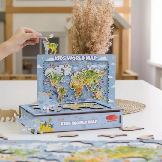 UNIDRAGON - Kids World Map (43 x 30 cm) Holzpuzzle - 100 Teile-/bilder/big/9191075_5.jpg