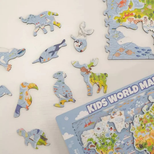 UNIDRAGON - Kids World Map (43 x 30 cm) Holzpuzzle - 100 Teile-/bilder/big/9191075_7.jpg