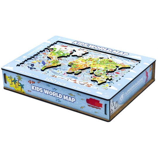 UNIDRAGON - Kids World Map (43 x 30 cm) Holzpuzzle - 100 Teile-/bilder/big/9191075_8.jpg