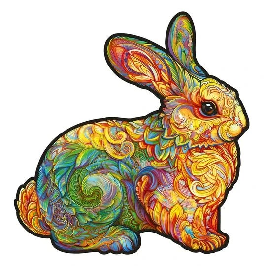 UNIDRAGON - Precious Rabbit (36 x 37 cm - Größe L) Holzpuzzle - 309 Teile