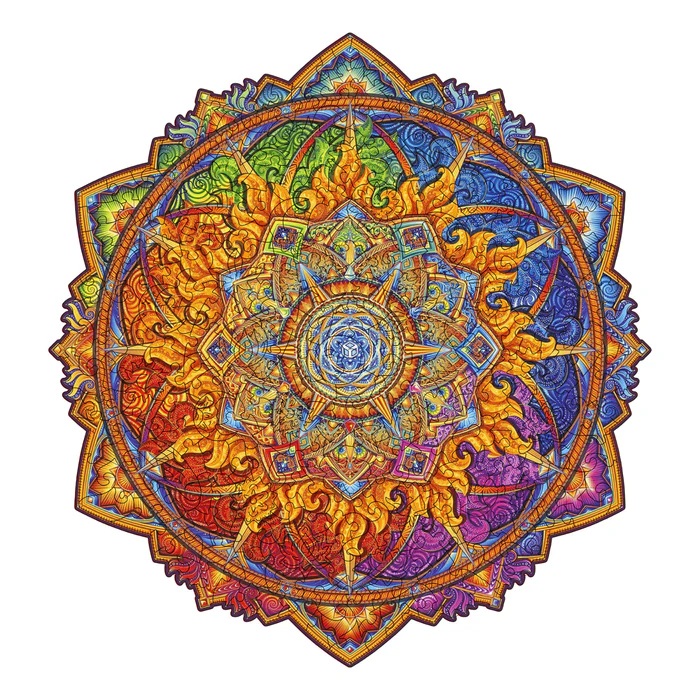 UNIDRAGON - Mandala Nascent Sun (25 x 25 cm - Größe M) Holzpuzzle - 200 Teile