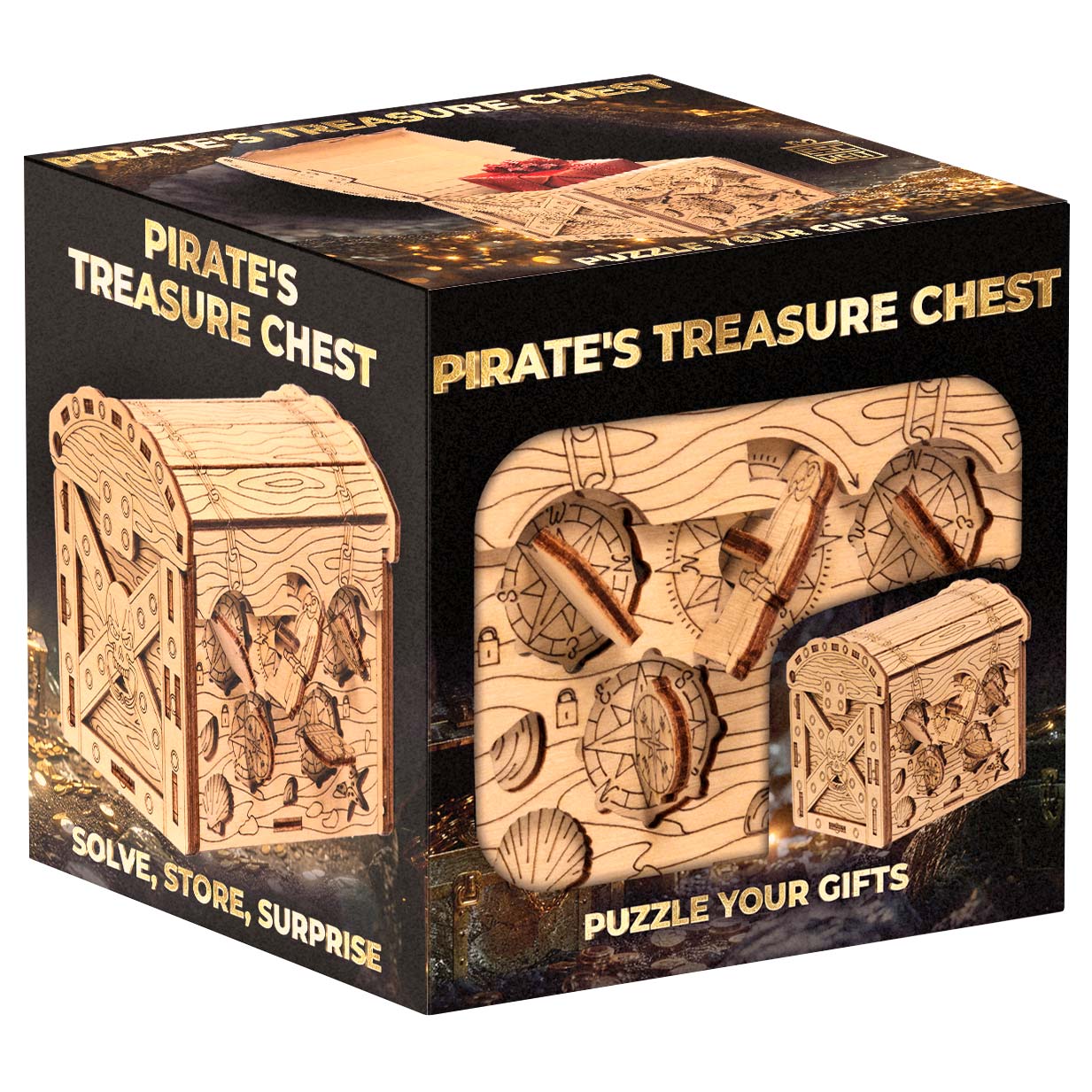ESCAPE WELT - Pirate's Treasure Chest - Geschenkbox (11.3 x 9.5 cm x 10 cm) Holz Box