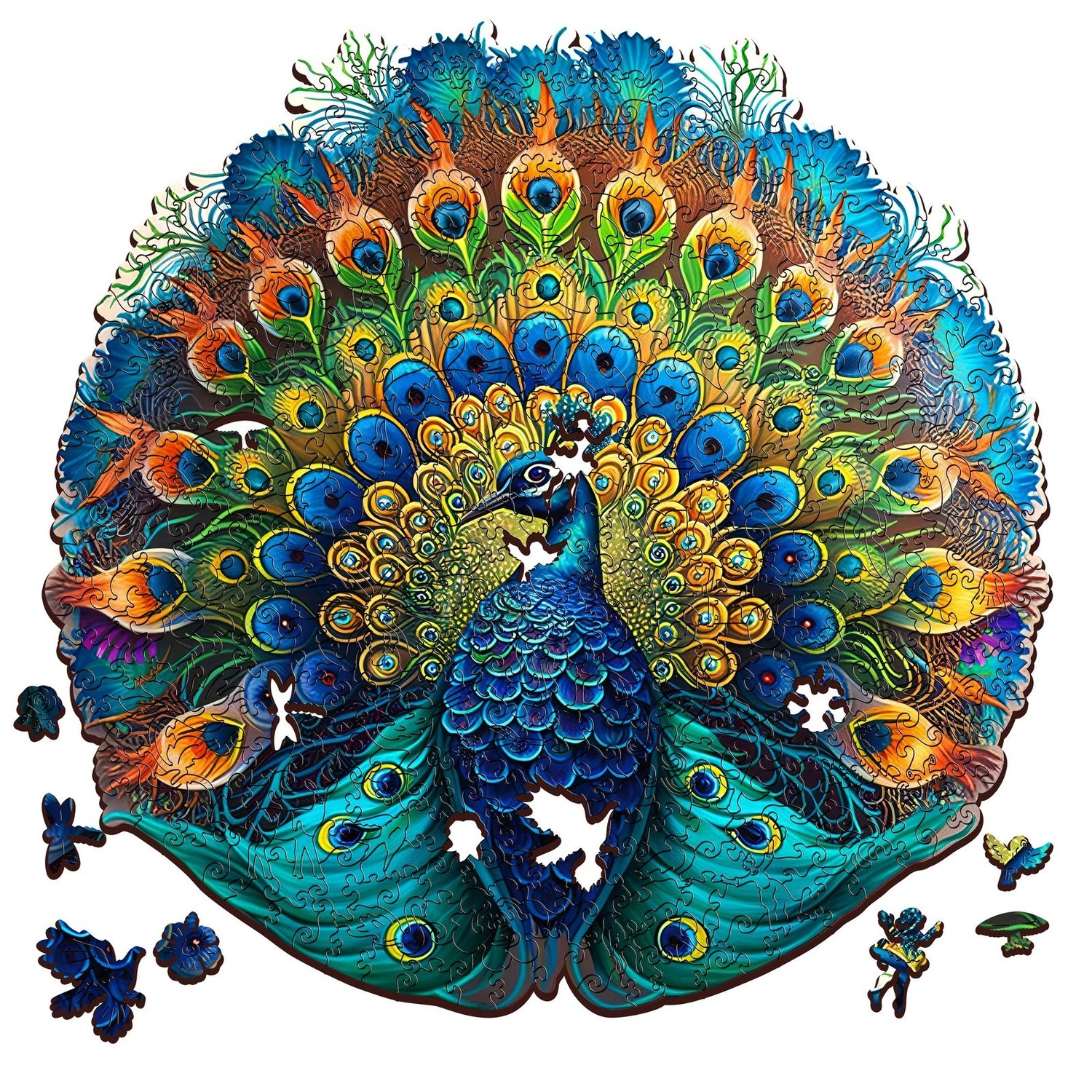 ESCAPE WELT - Pfau (32 x 32 cm - Größe M) Holzpuzzle - 300 Teile 