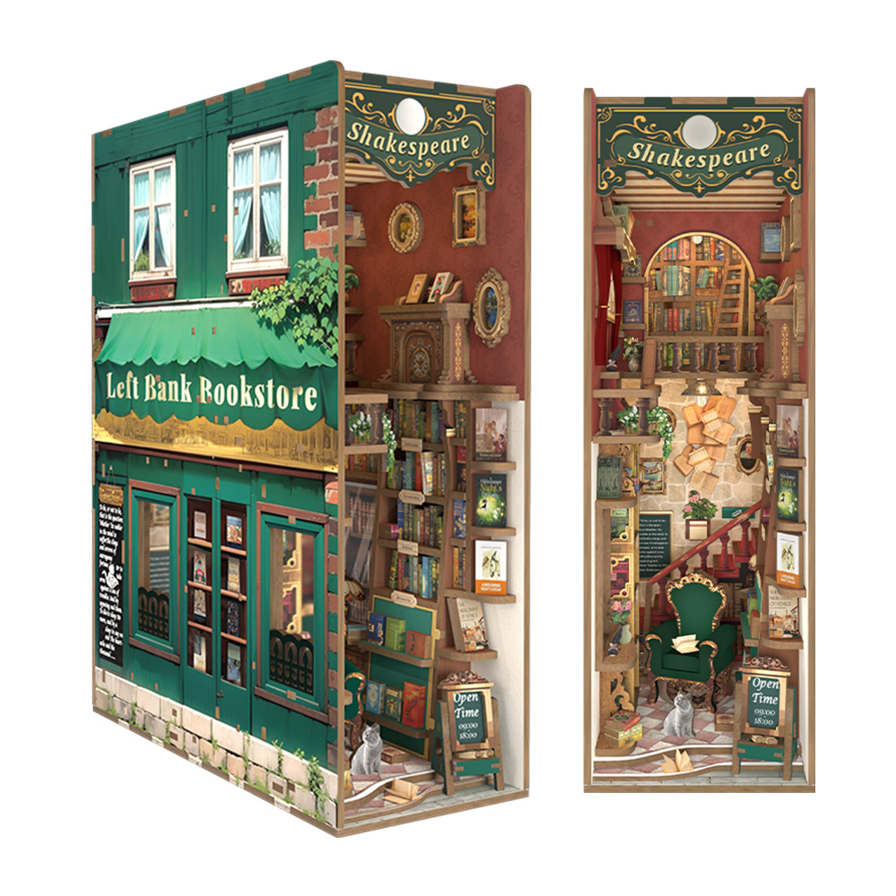 Tonecheer DIY - Left Bank Bookstore (DIY Bücherecken-Diorama 8 x 18 x 24.5 cm) Book Nook-Bücherecken-Diorama (Holzbausatz)