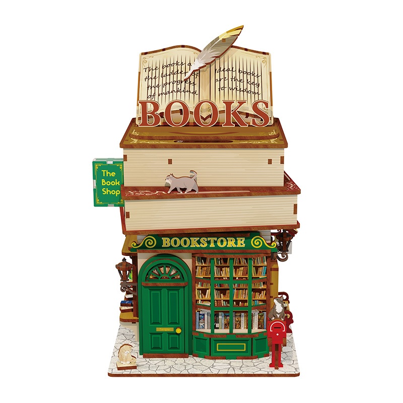 Tonecheer DIY - Miniaturhaus - Time Bookstore (DIY House 15 x 14 x 24 cm) DIY - (Holzbausatz)