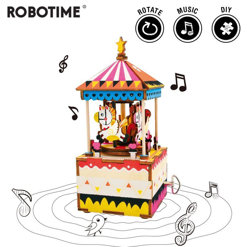 Robotime - DIY Music Box - Merry-Go-Round (DIY-Spieluhr 7.3 x 8 x-/bilder/big/AM304(1).jpg
