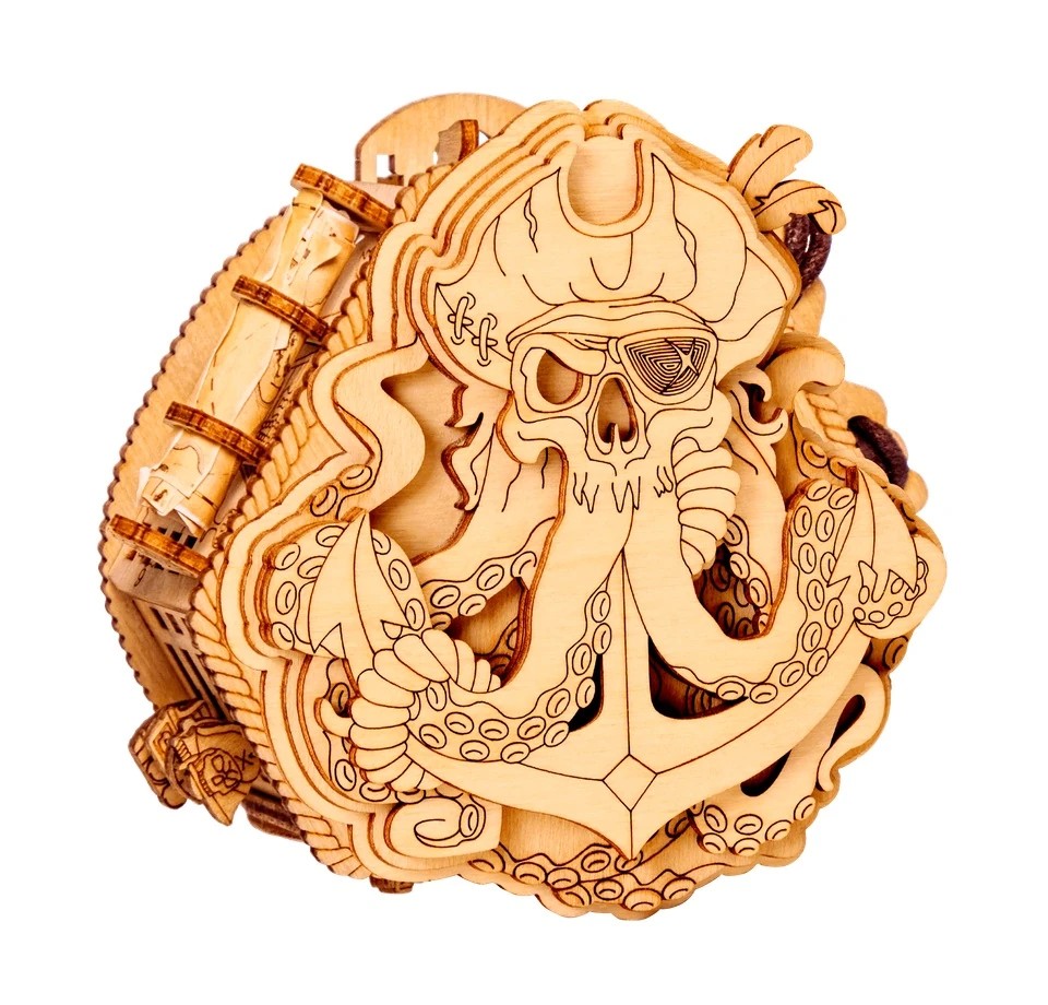 ESCAPE WELT - Blackbeard's Compass - Rätselbox (12.5 x 12.5 x 6.2 cm) Holzpuzzle - Rätselbox