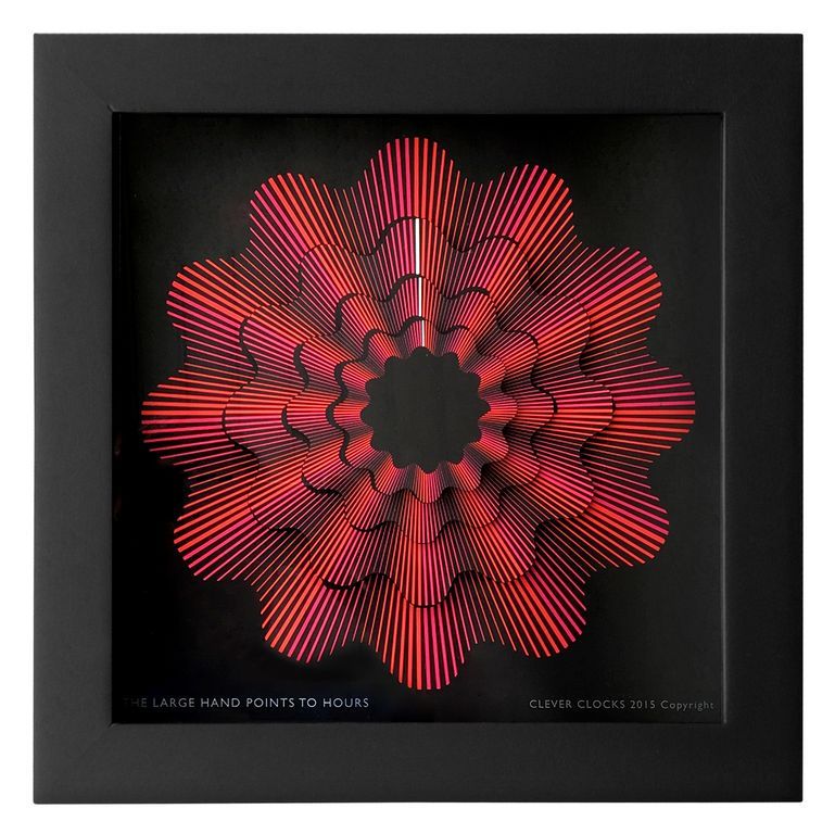 CleverClocks - moderne dekorative Design-Tischuhr/Wanduhr Red Ribbon Größe L (30 cm x 30 cm)