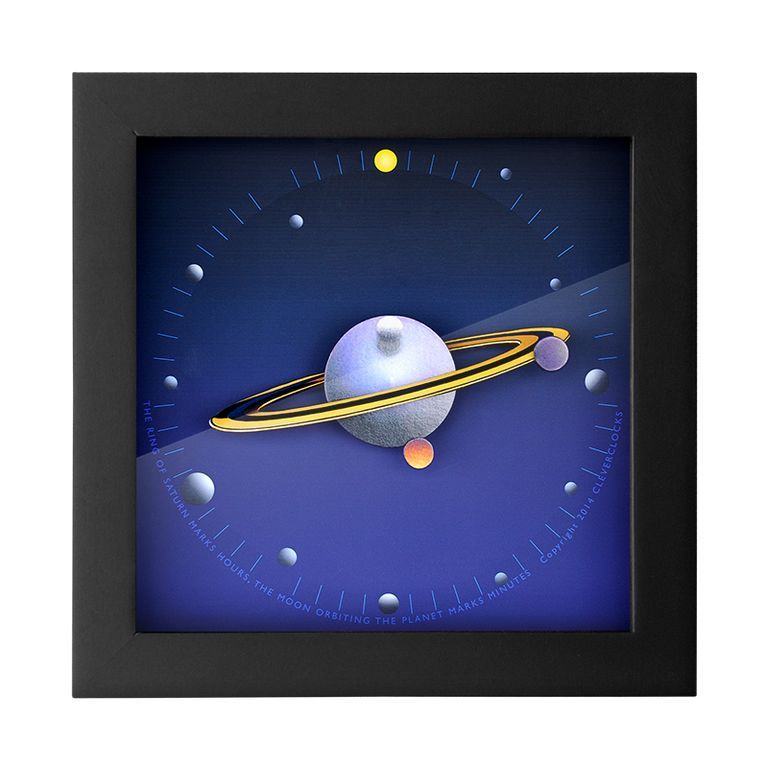 CleverClocks - moderne dekorative Design-Tischuhr/Wanduhr Saturn Größe M (24 cm x 24 cm)