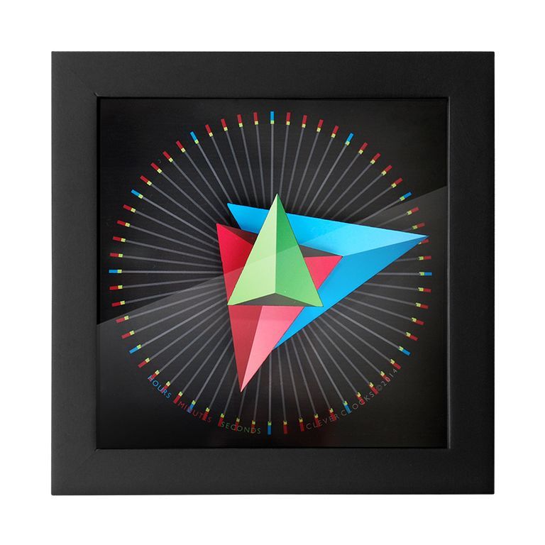 CleverClocks - moderne dekorative Design-Tischuhr/Wanduhr Triangle Größe M (24 cm x 24 cm)