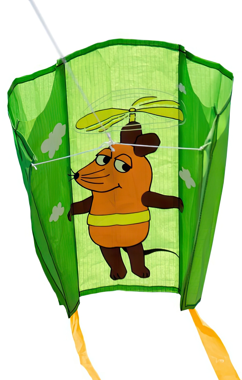 Elliot Maus - Einleiner-Drachen/Kinderdrachen (Pocket-Kite/1-Leiner) rtf (flugfertig) Flieger 76 cm x 50 cm grün/bunt