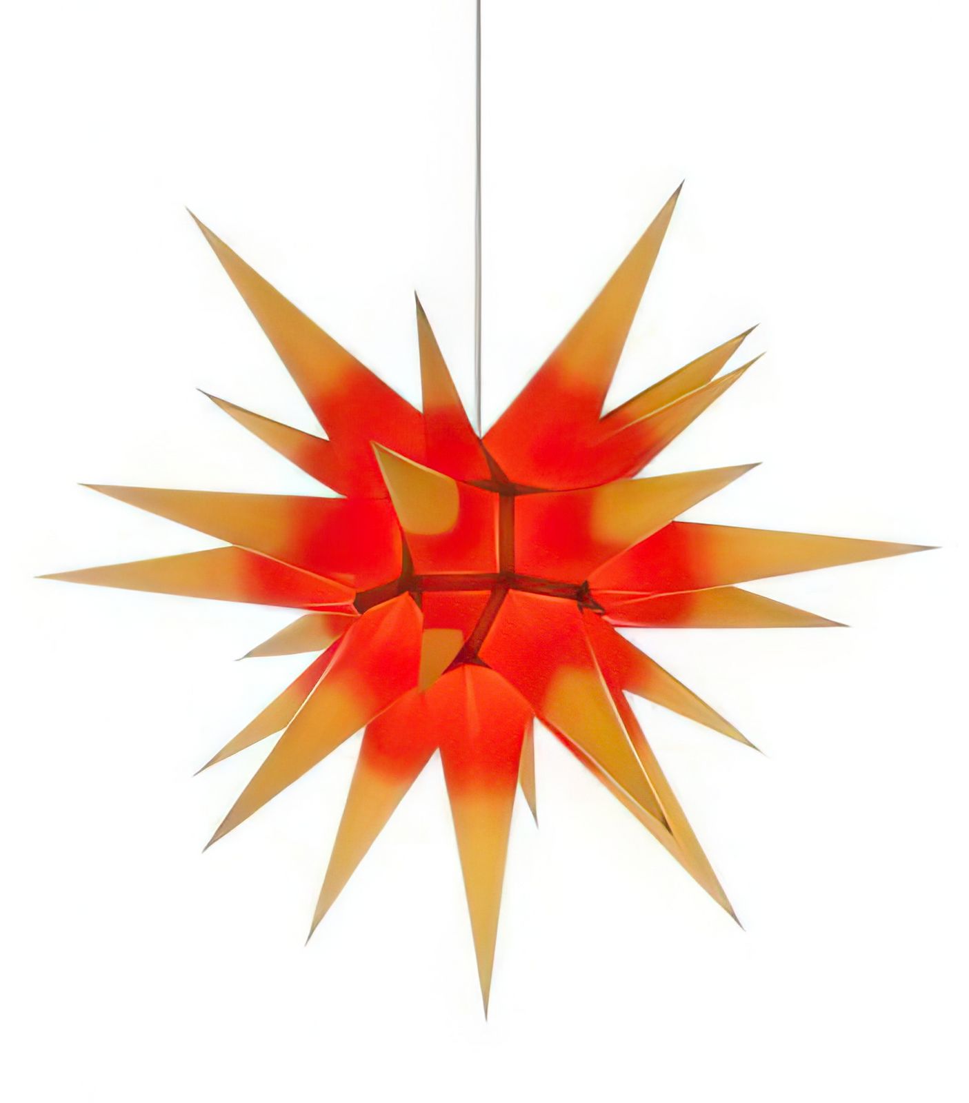 Herrnhuter Stern i6 (Bausatz) Ø 60 cm Papierstern - gelb/roter Kern Wunderschöner und sehr hochwertiger Weihnachtsstern für Innen/Indoor - das Original mit 25 Zacken