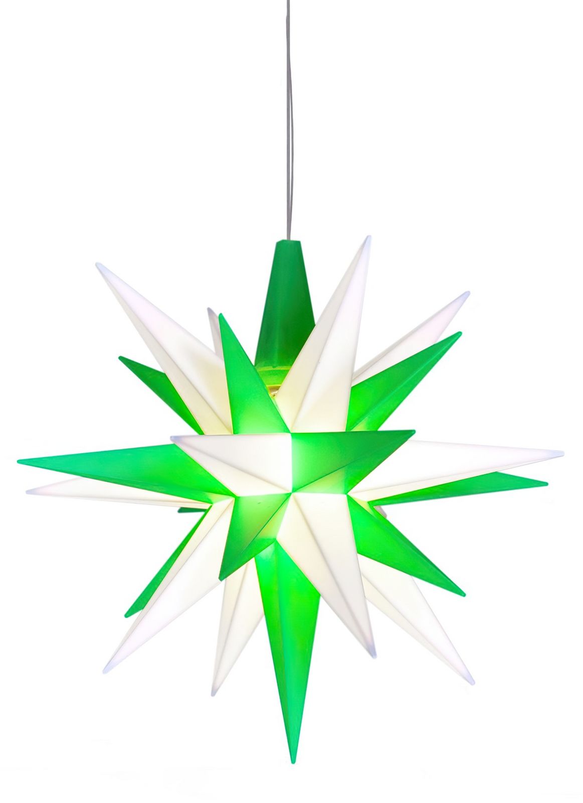 Herrnhuter Sterne Stern A1e Ø 13 cm Kunststoff inkl. LED - grün/weiß Wunderschöner und sehr hochwertiger Weihnachtsstern für Innen und Außen - das Original mit 25 Zacken