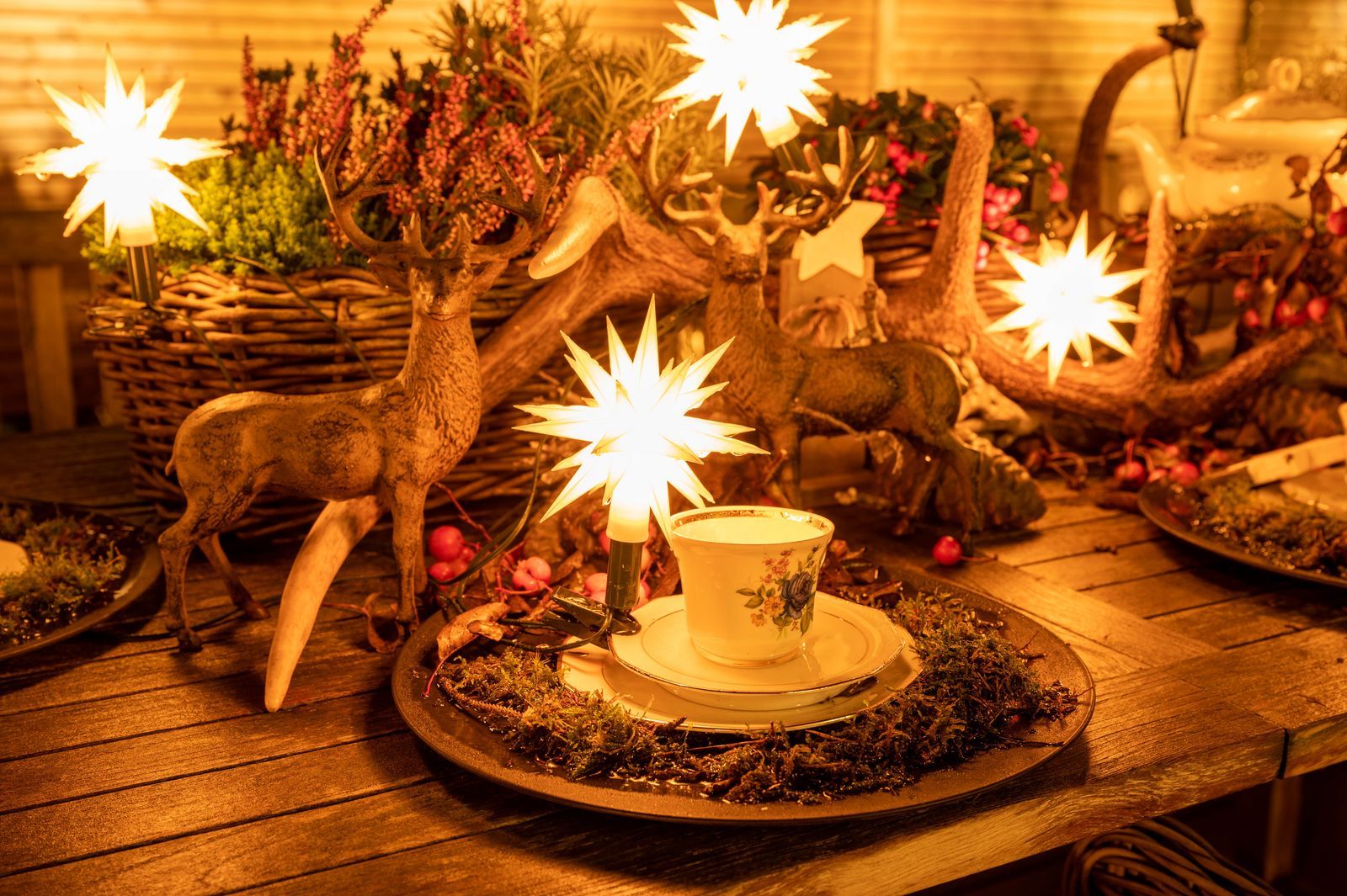 Herrnhuter Sternenkette / Lichterkette (Kurzkette) Erweiterungs-Set mit 5 Sternen Ø 8 cm Kunststoffstern - weiß LED-/bilder/big/lichterkette1.jpg