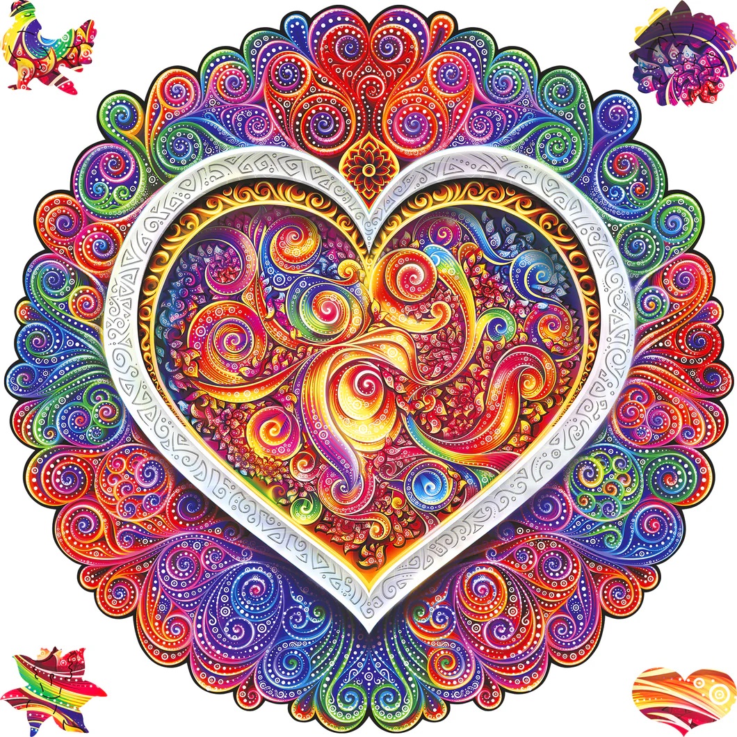 UNIDRAGON - Mandala Conscious Love (25 x 25 cm - Größe M) Holzpuzzle - 200 Teile