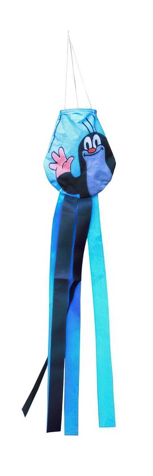 kleiner Windsack (Windfänger) - fröhliche Windrabauken Maulwurf 16 cm x 14 cm x 60 cm blau