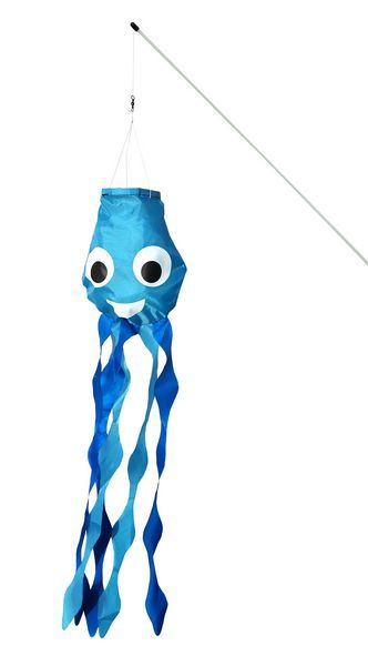 kleiner Windsack (Windfänger) - fröhliche Windrabauken Olli Oktopus 16 cm x 14 cm x 60 cm blau
