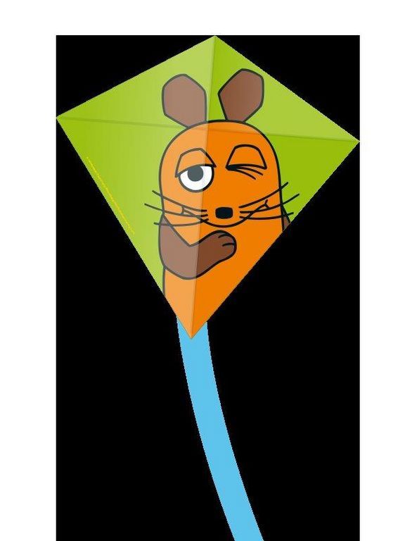 Elliot Einleiner-Drachen/Kinderdrachen (Mini-Eddy/1-Leiner) rtf (flugfertig) Maus grün/orange 30 cm x 30 cm grün/orange