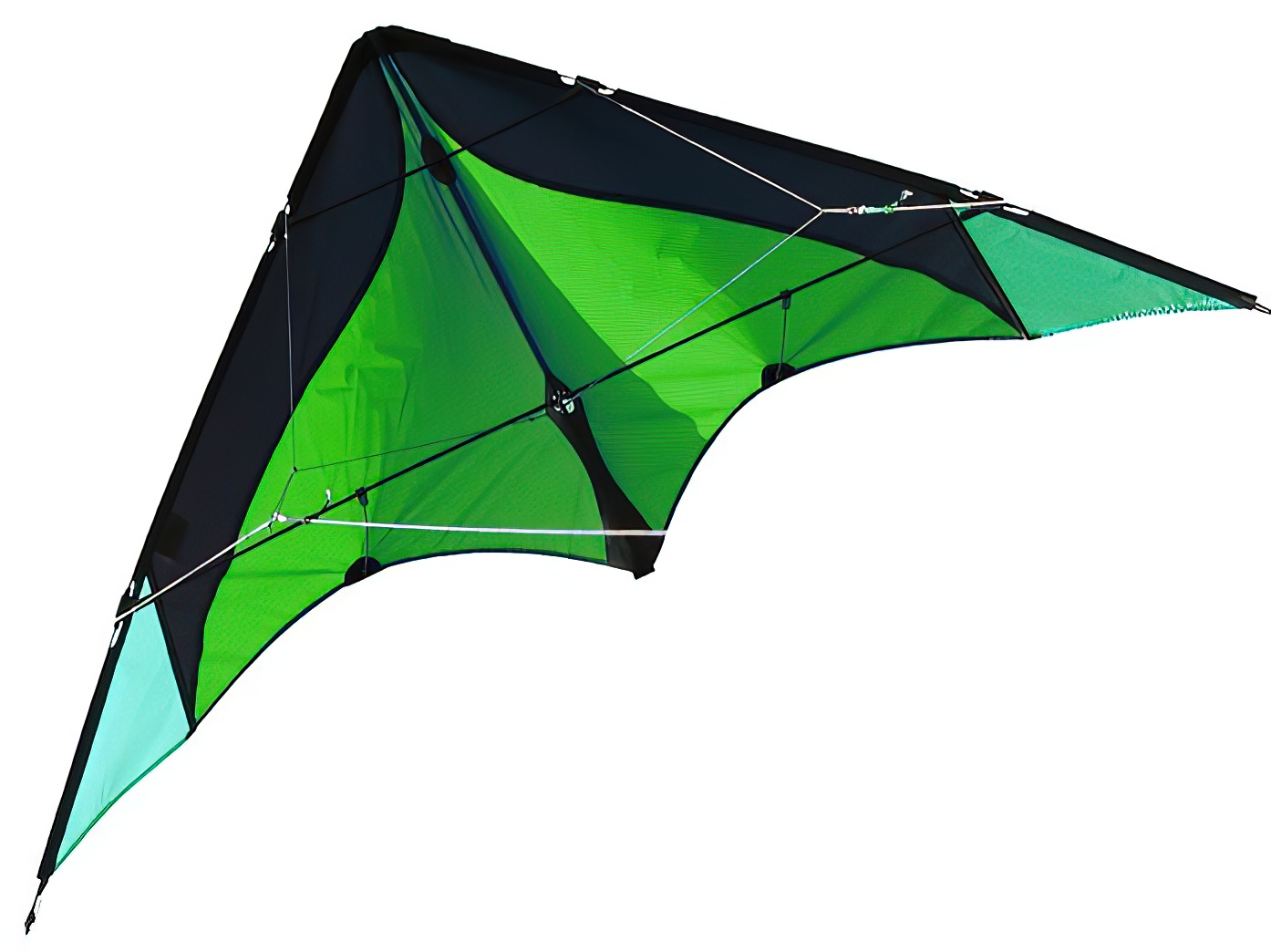 Elliot Delta Basic - Zweileiner-Lenkdrachen/Stabdrachen (2-Leiner) rtf (flugfertig) 117 cm x 59 cm Gfk-Vollstab 3 mm grün/schwarz