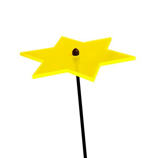 5 Stück - Sonnenfänger Lichtzauber - Stern mini 4 cm inkl. 20 cm Stab gelb