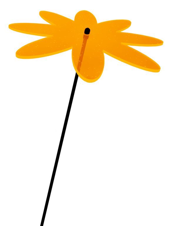 10 Stück - Sonnenfänger Lichtzauber - Blume "Margerite" mini 4 cm inkl. 20 cm Stab orange