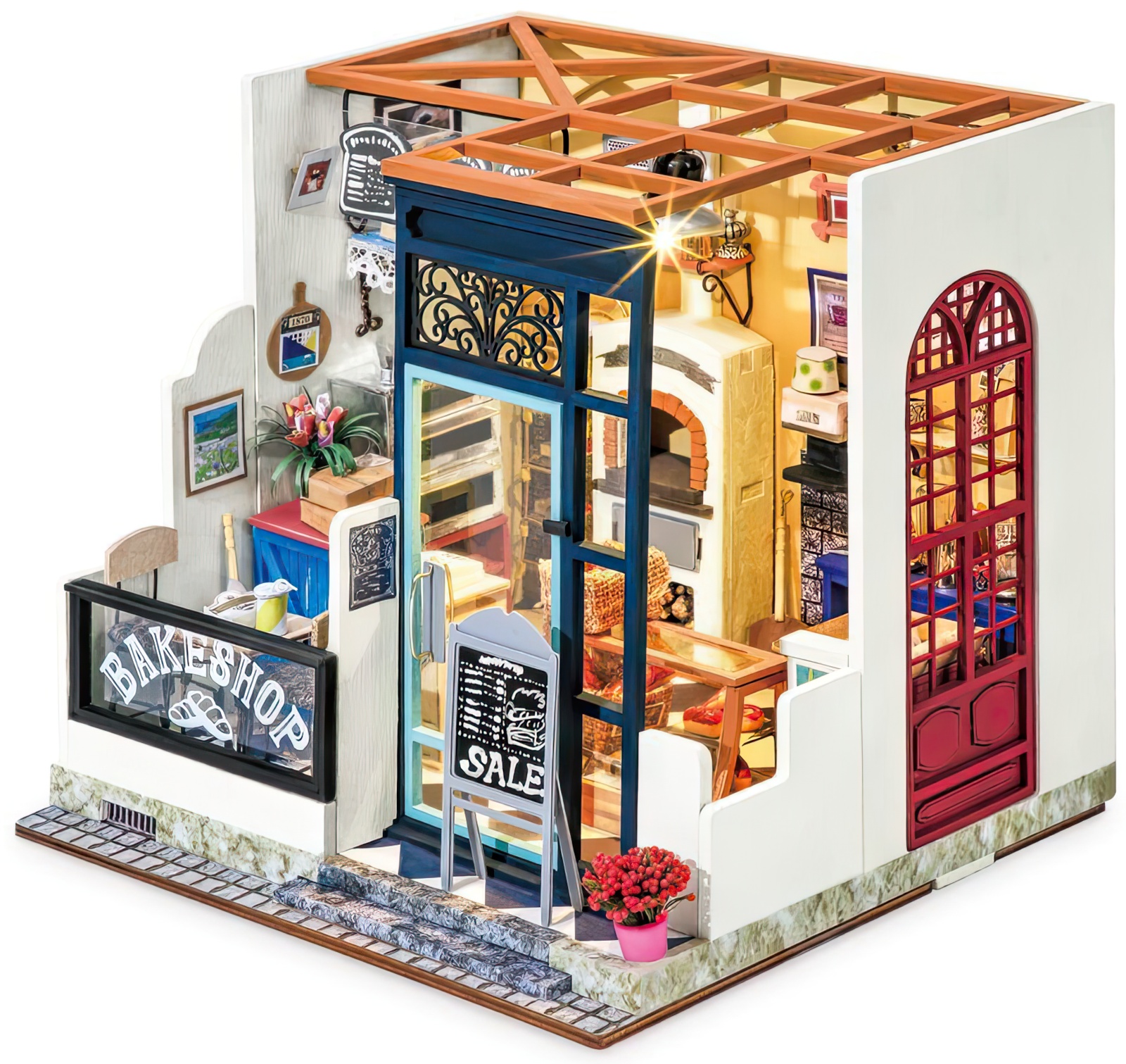 Robotime - DIY Miniaturhaus - Nancy's Bake Shop (DIY House - 17.2 x 19.5 x 18.4 cm) Nancy's Bäckerei (Holzbausatz)