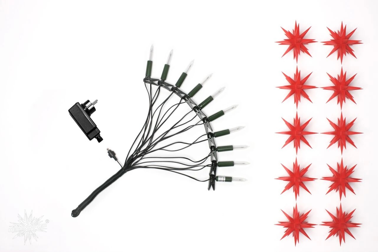 Herrnhuter Sternenkette / Lichterkette mit 10 Sternen Ø 13 cm Kunststoffstern - rot LED-/bilder/big/rot.jpg