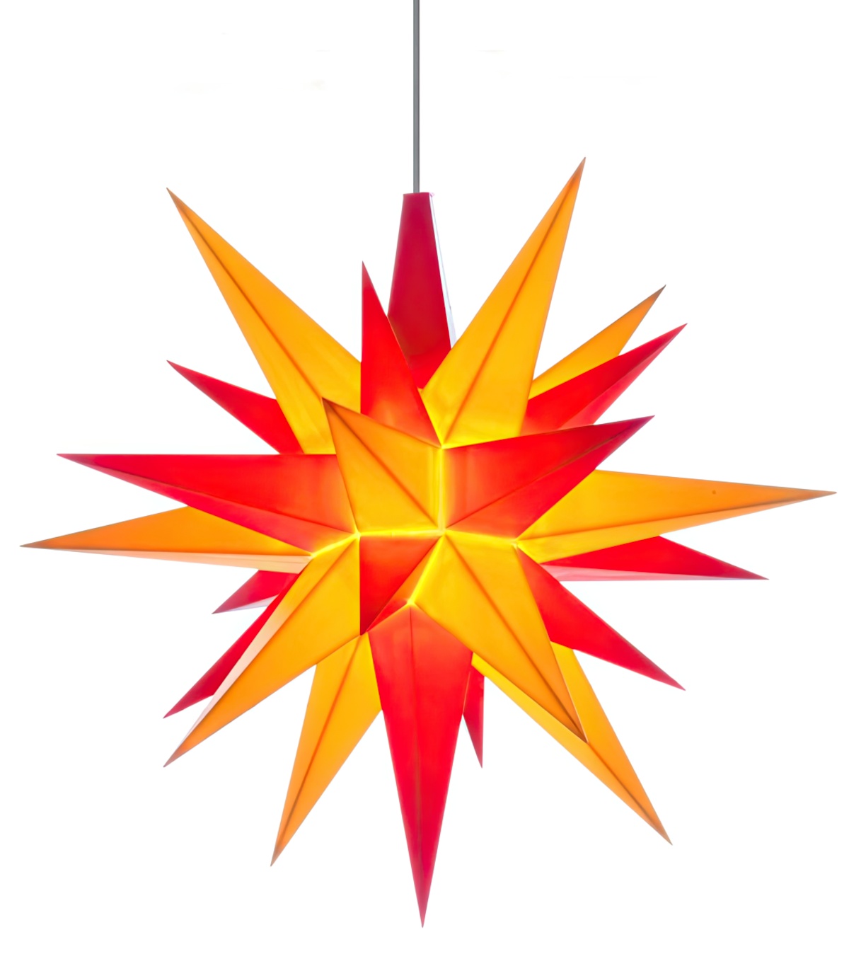 Herrnhuter Stern A1e Ø 13 cm Kunststoffstern inkl. LED - gelb/rot Wunderschöner und sehr hochwertiger Weihnachtsstern für Innen und Außen - das Original mit 25 Zacken