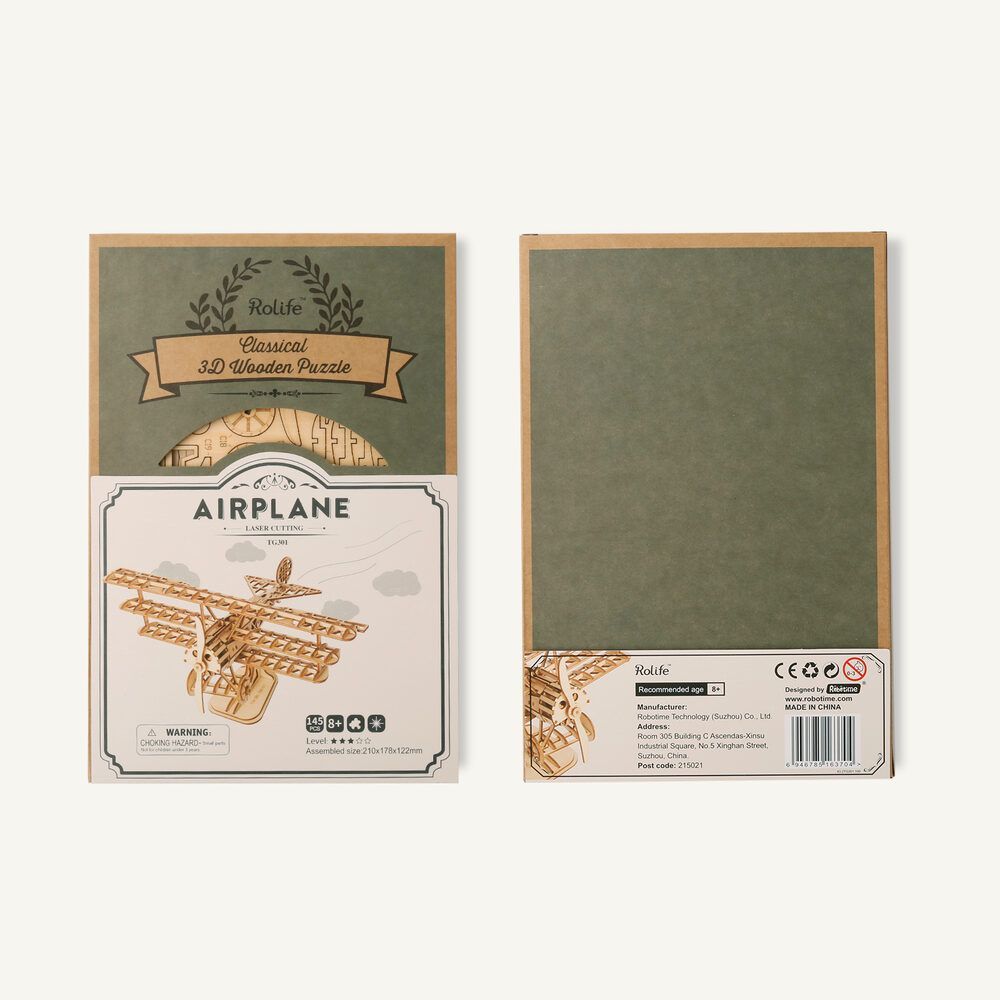 Robotime - DIY - Airplane (DIY 3D Puzzle 21 x 17.6 x 12.1 cm) Flugzeug-/bilder/big/small_TG301_1.jpg.jpg
