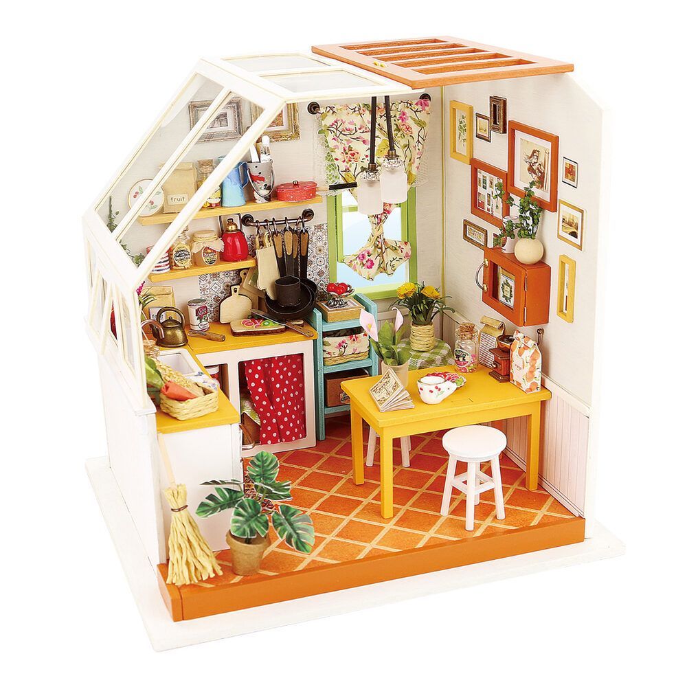Robotime - DIY Miniaturhaus - Jason's Kitchen (DIY House - 19 x 16 x 18.5 cm) Jason's Küche (Holzbausatz)