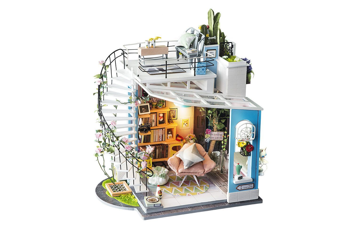 Robotime - DIY Miniaturhaus - Dora's Loft (DIY House - 23 x 16 x 26 cm) (Holzbausatz)