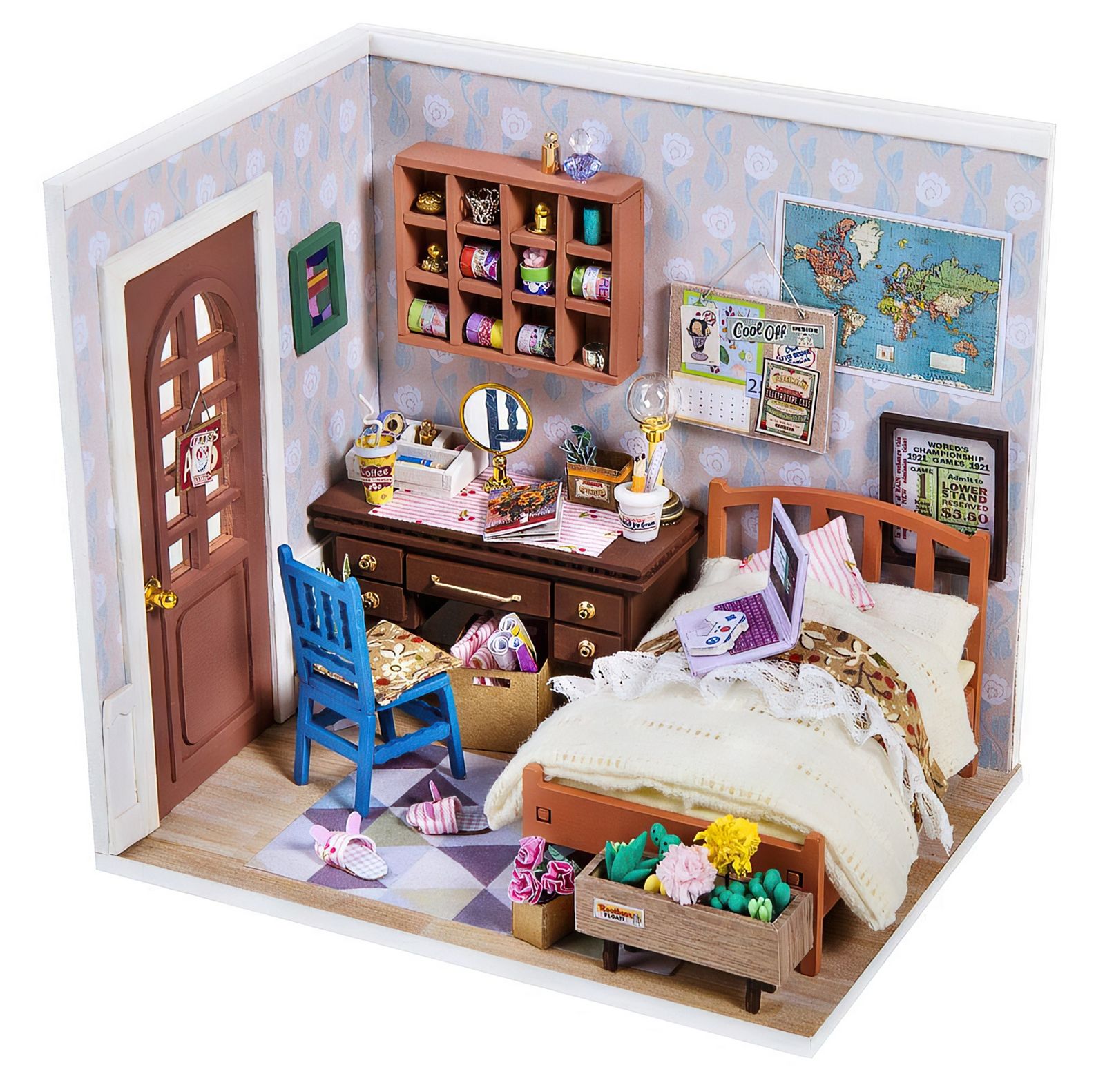 Robotime - DIY Miniaturhaus - Anne's Bedroom (DIY House - 16 x 12 x 15 cm) Anne's Schlafzimmer (Holzbausatz)