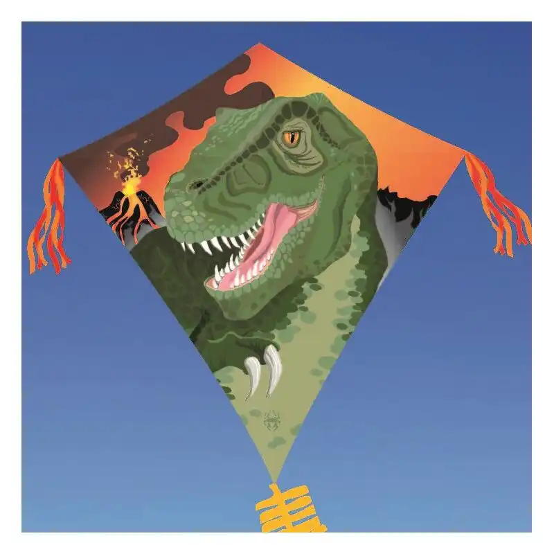 Spiderkites - Einleiner-Drachen/Kinderdrachen (Eddy/1-Leiner) rtf (flugfertig) Tyranno Drache 75 cm x 75 cm bunt