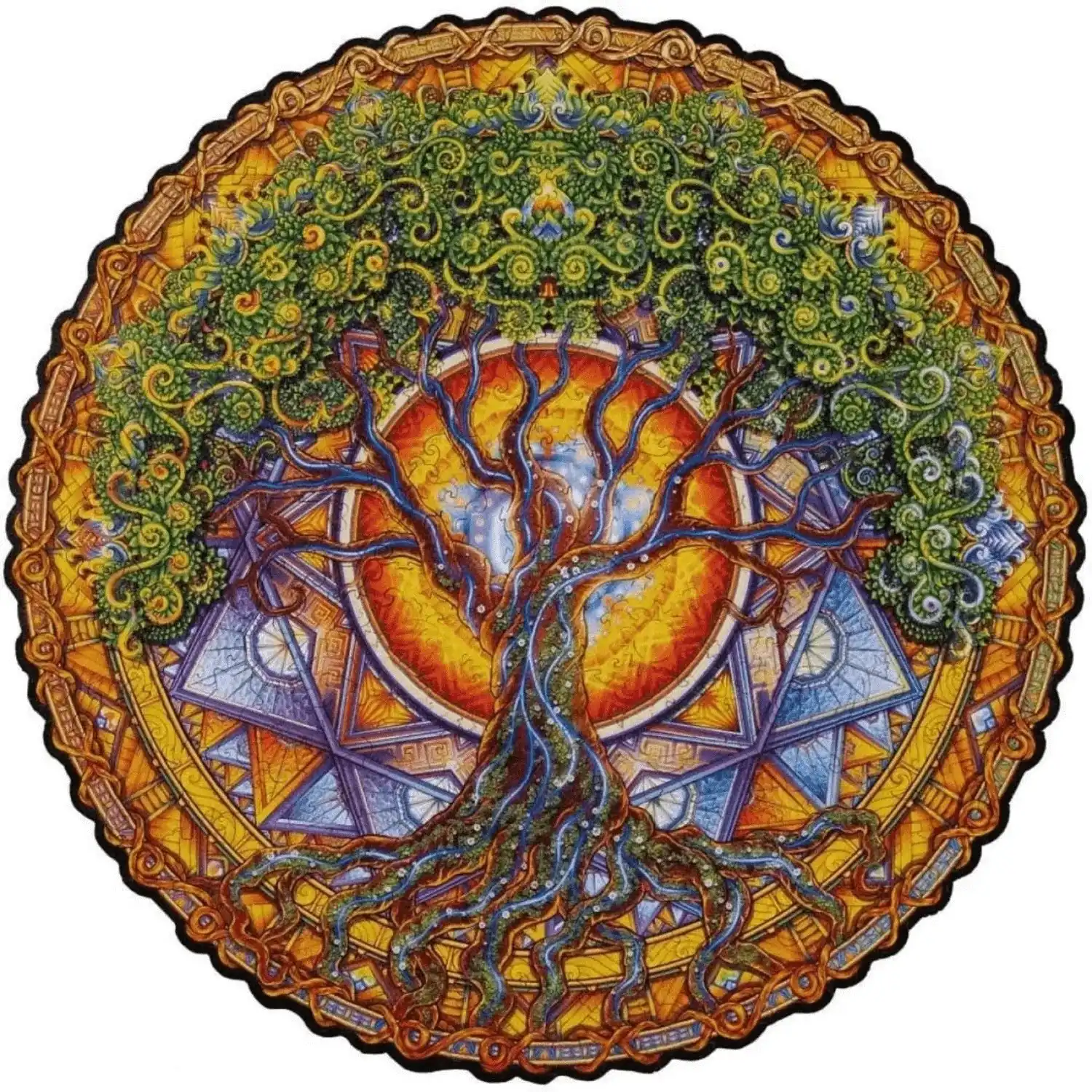 UNIDRAGON - Mandala Baum des Lebens (25 x 25 cm - Größe M) Holzpuzzle - 200 Teile