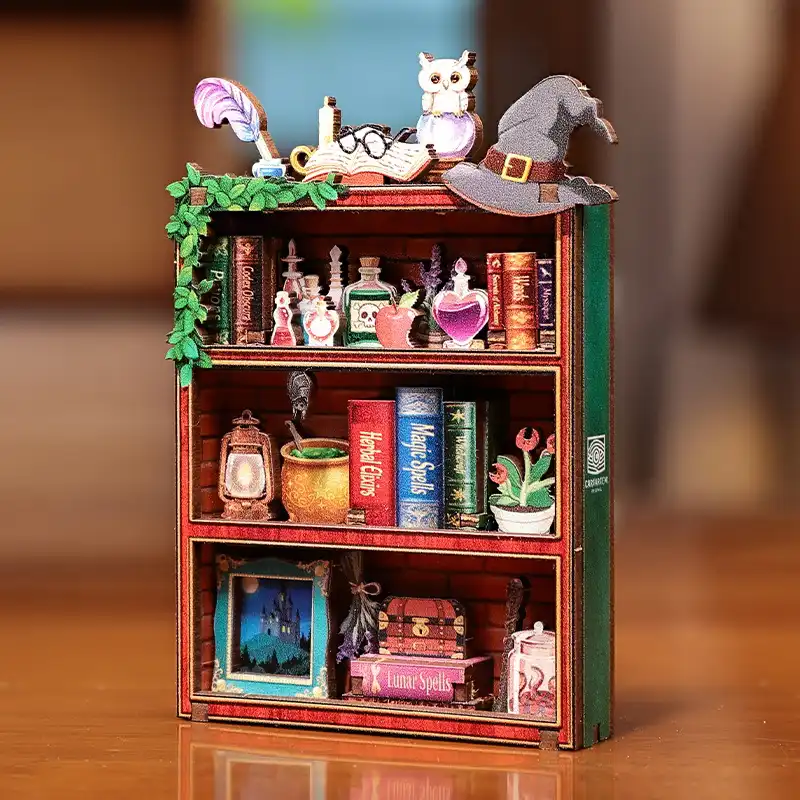 CARTARTEM - DIY - Magic Bookshelf Mini Book Nook - Magnet - 7.6 x 1.5 x 9.75 cm 3D Notizbuch