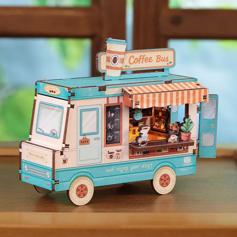 CARTARTEM - DIY - Coffee Bus Mini Book Nook - Magnet - 10.1 x 4.8 x 8.9 cm 3D Notizbuch