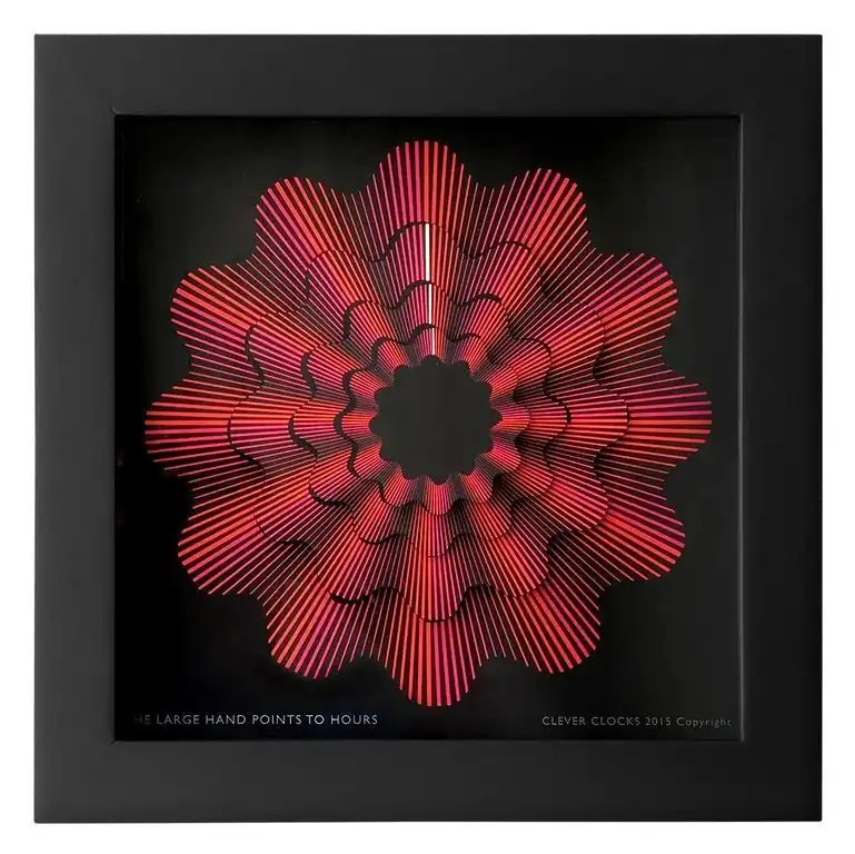 CleverClocks - moderne dekorative Design-Tischuhr/Wanduhr - SONDERPREIS - Red Ribbon Größe S (14 cm x 14 cm)