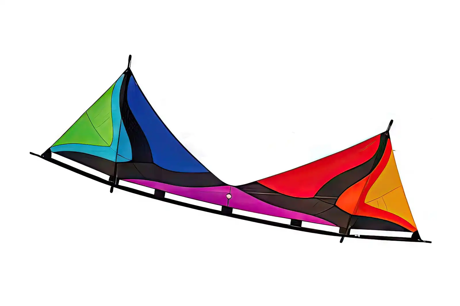 Spiderkites Shiva - Vierleiner-Lenkdrachen/Stabdrachen (4-Leiner) rtf (flugfertig) 248 cm x 82 cm Dynamics D20 rainbow