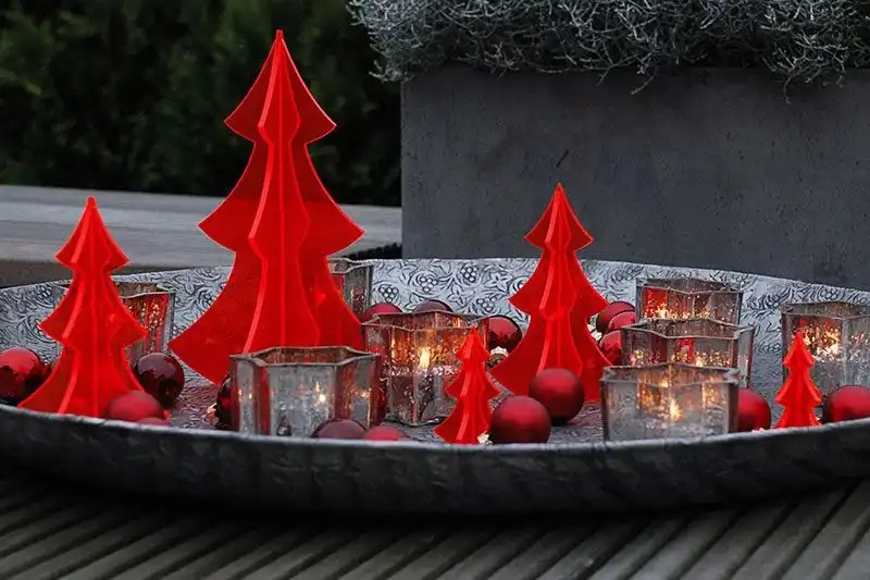 Sonnenfänger Lichtzauber - 3D-Tannenbaum groß 20 cm stehend rot