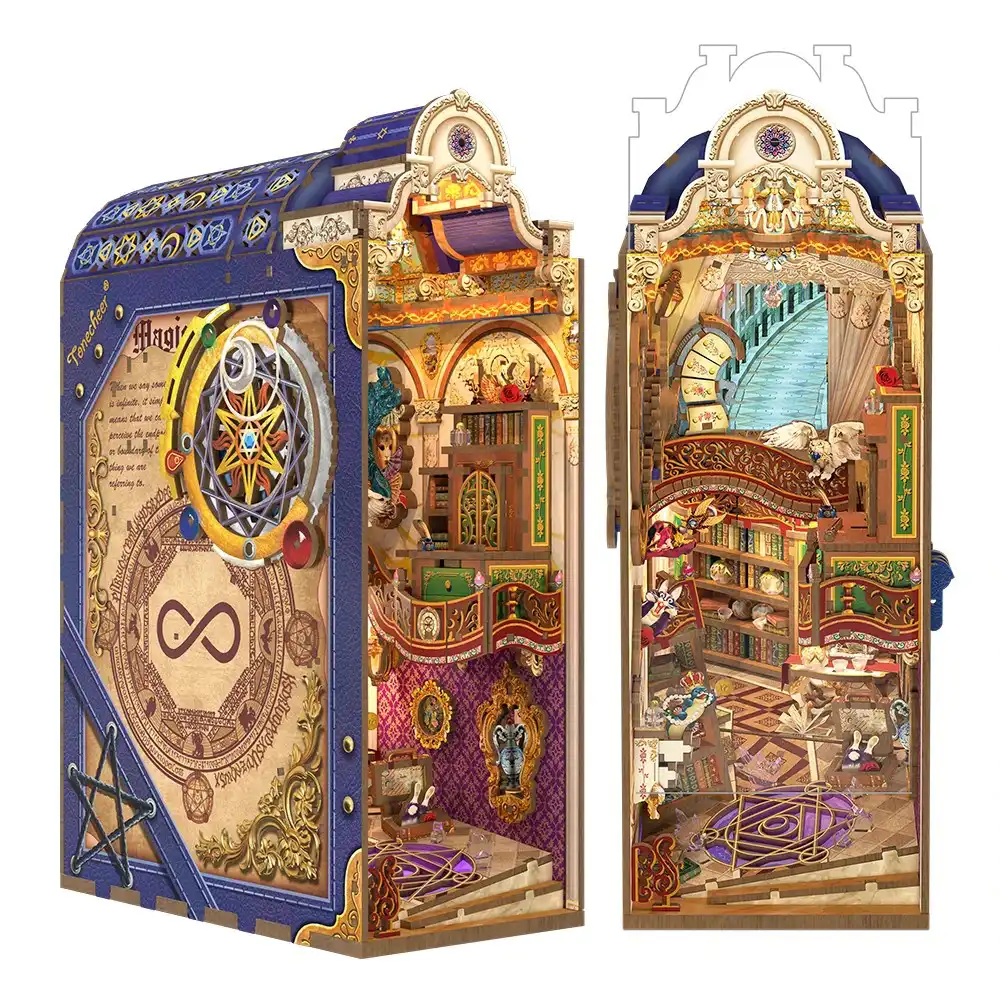 Tonecheer DIY - Magical Library (DIY Bücherecken-Diorama, 10.7 x 18.2 x 28.3 cm) Book Nook-Bücherecken-Diorama (Holzbausatz)